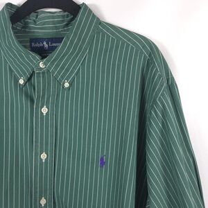 Ralph Lauren Green Striped Casual Button Down Shirt